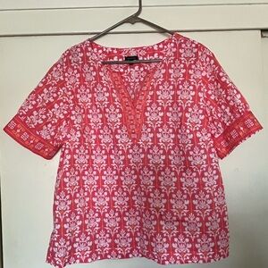 Talbots Orange and White Boxy Blouse